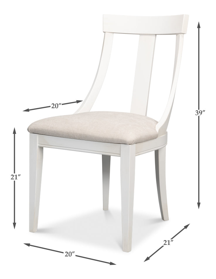 Deco Side Chair,Cortina White,Taupe by Sarreid Ltd - view 7