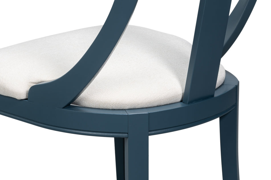 Deco Side Chair,S Blue, White by Sarreid Ltd - view 8
