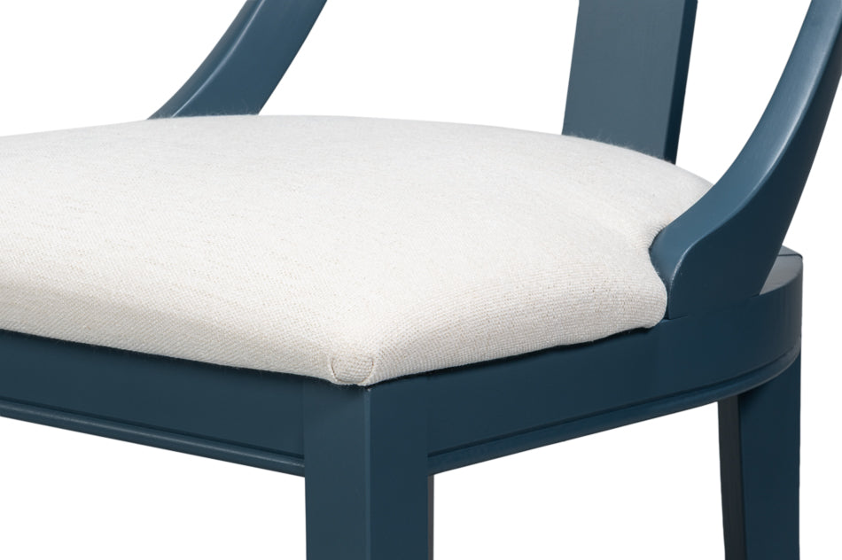 Deco Side Chair,S Blue, White by Sarreid Ltd - view 9