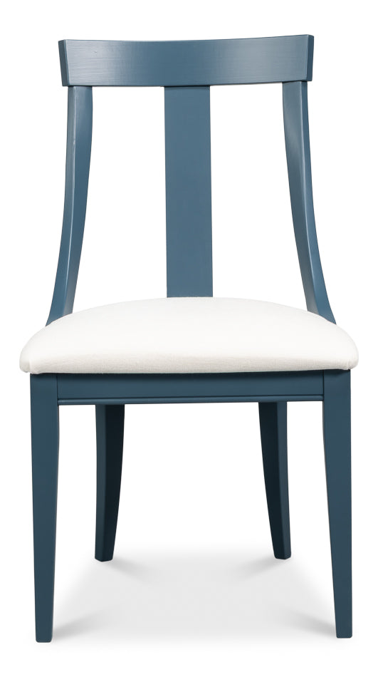 Deco Side Chair,S Blue, White by Sarreid Ltd - view 2