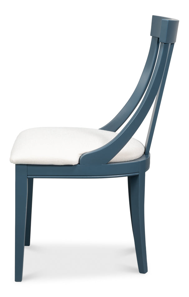 Deco Side Chair,S Blue, White by Sarreid Ltd - view 3