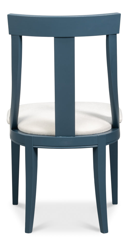 Deco Side Chair,S Blue, White by Sarreid Ltd - view 4