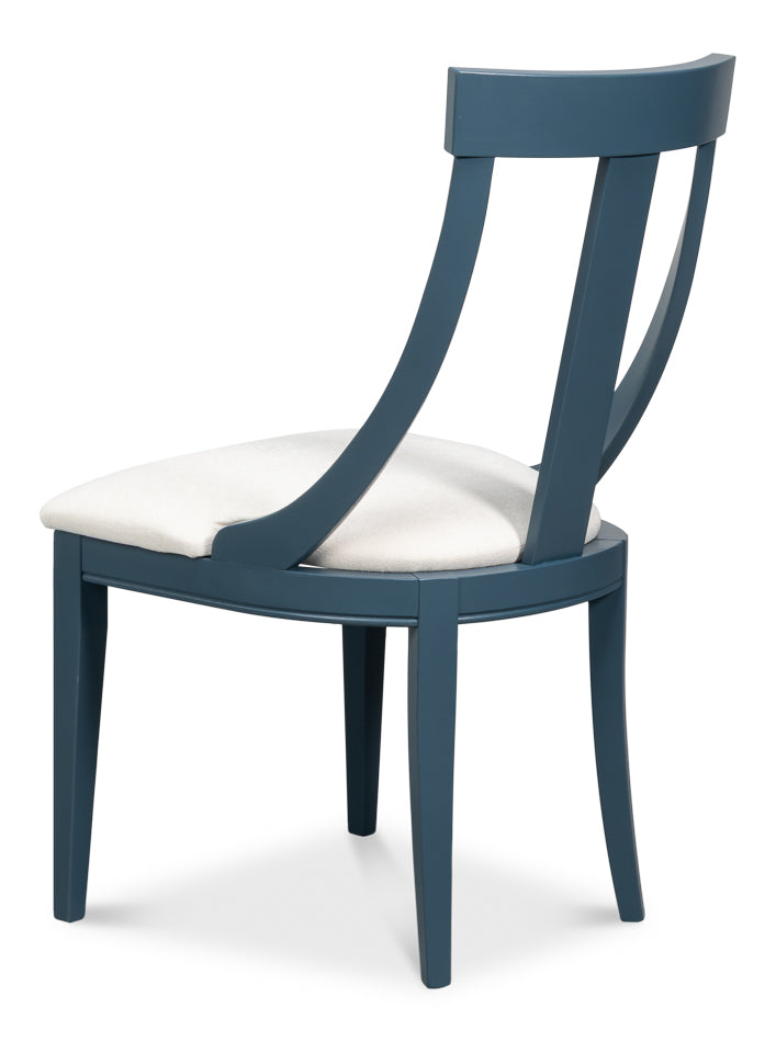 Deco Side Chair,S Blue, White by Sarreid Ltd - view 5
