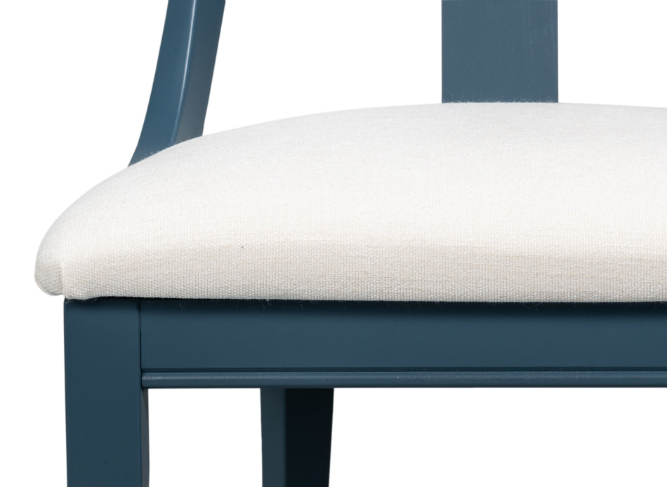 Deco Side Chair,S Blue, White by Sarreid Ltd - view 6