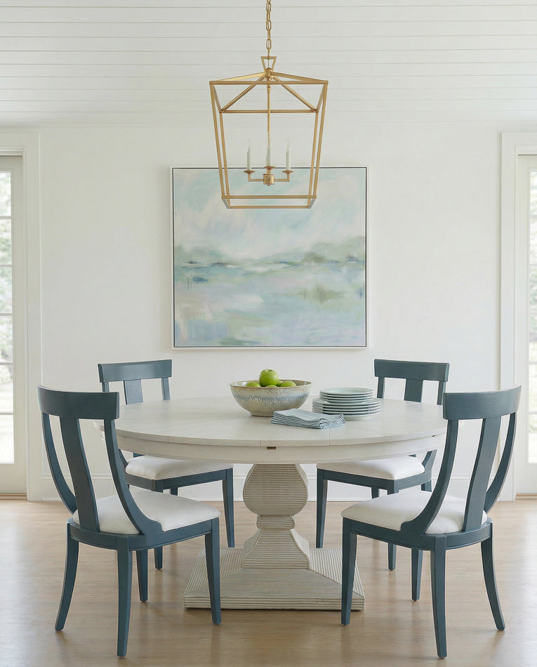 Deco Side Chair,S Blue, White by Sarreid Ltd - view 12