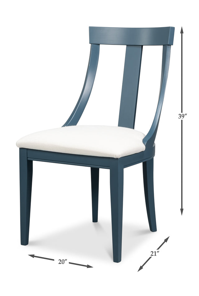 Deco Side Chair,S Blue, White by Sarreid Ltd - view 7