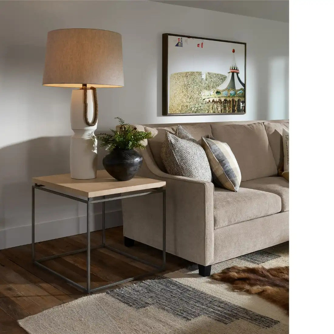 Universal Modern Farmhouse Natural Oak End Table