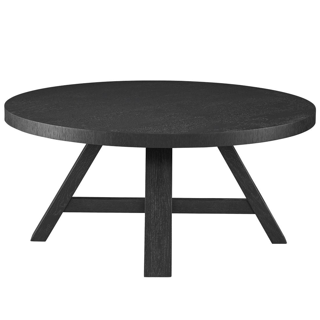 Modern Farmhouse Round Charcoal Finish Cocktail Table