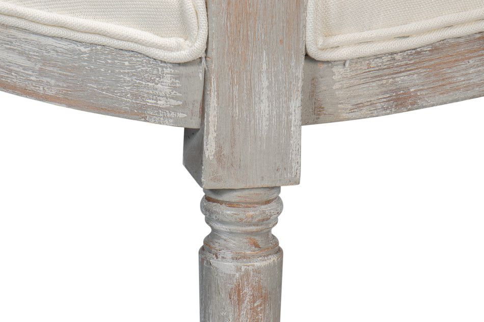 Round Back Side Chair,Grey Oak,Off Wht by Sarreid Ltd - view 8