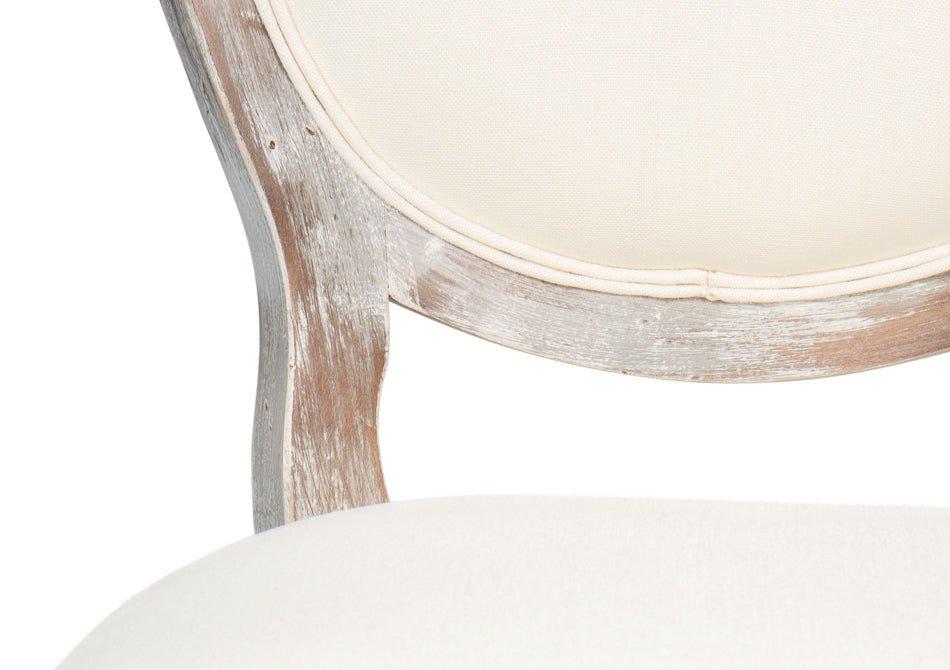 Round Back Side Chair,Grey Oak,Off Wht by Sarreid Ltd - view 9
