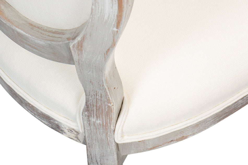 Round Back Side Chair,Grey Oak,Off Wht by Sarreid Ltd - view 11