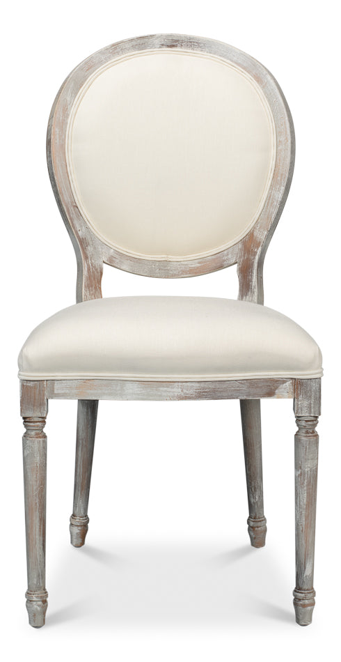 Round Back Side Chair,Grey Oak,Off Wht by Sarreid Ltd - view 2