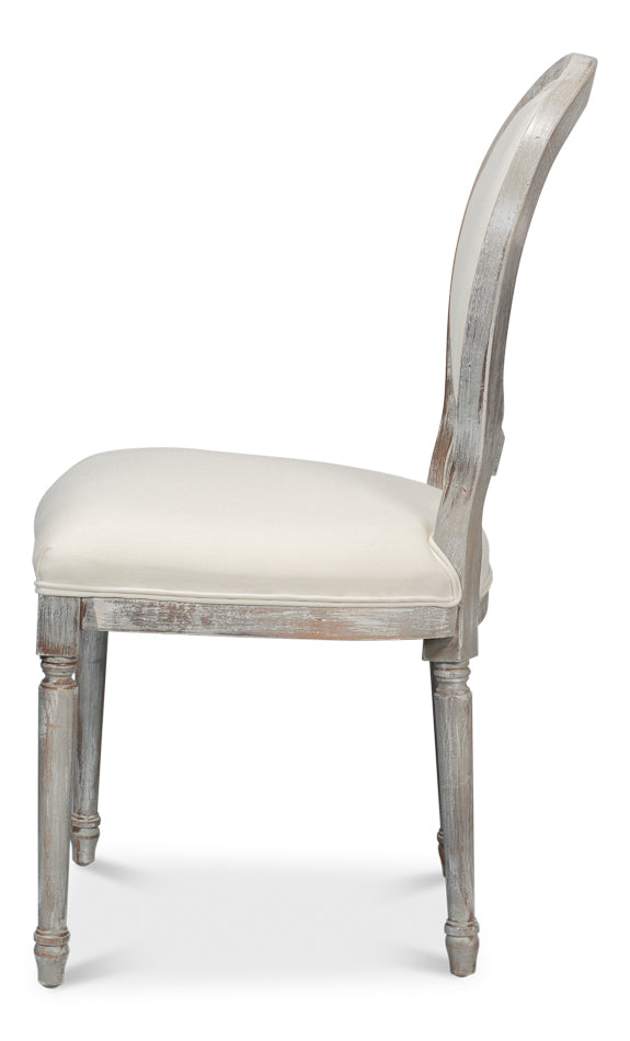 Round Back Side Chair,Grey Oak,Off Wht by Sarreid Ltd - view 3