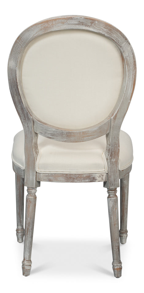 Round Back Side Chair,Grey Oak,Off Wht by Sarreid Ltd - view 4