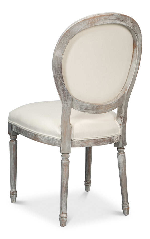 Round Back Side Chair,Grey Oak,Off Wht by Sarreid Ltd - view 5