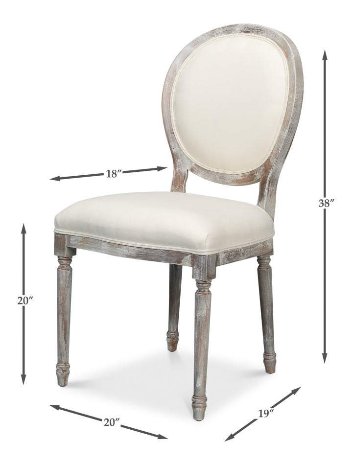 Round Back Side Chair,Grey Oak,Off Wht by Sarreid Ltd - view 7