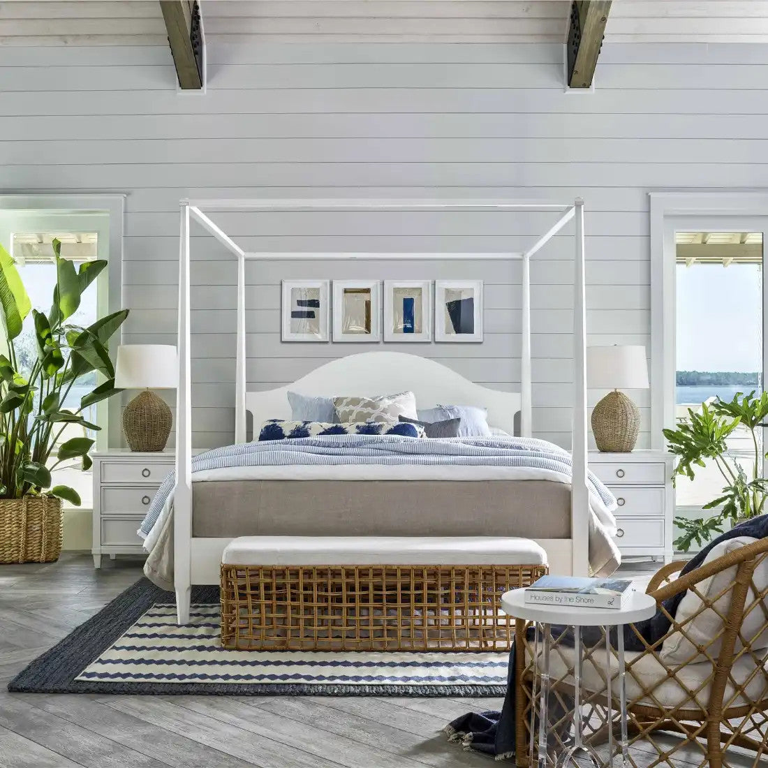 Universal Furniture Getaway Coastal Living Home Collection Rattan Bench