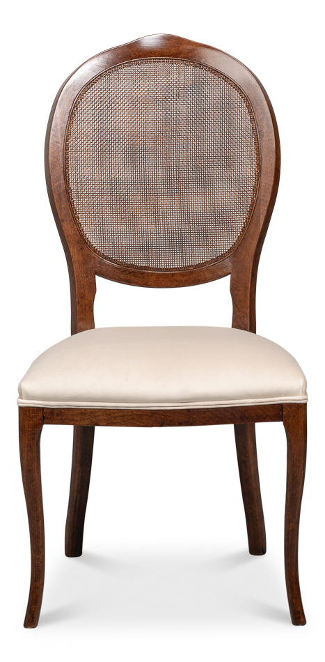 Oval Cane Back S/Chair, Walnut,Taupe Vel by Sarreid Ltd - view 2