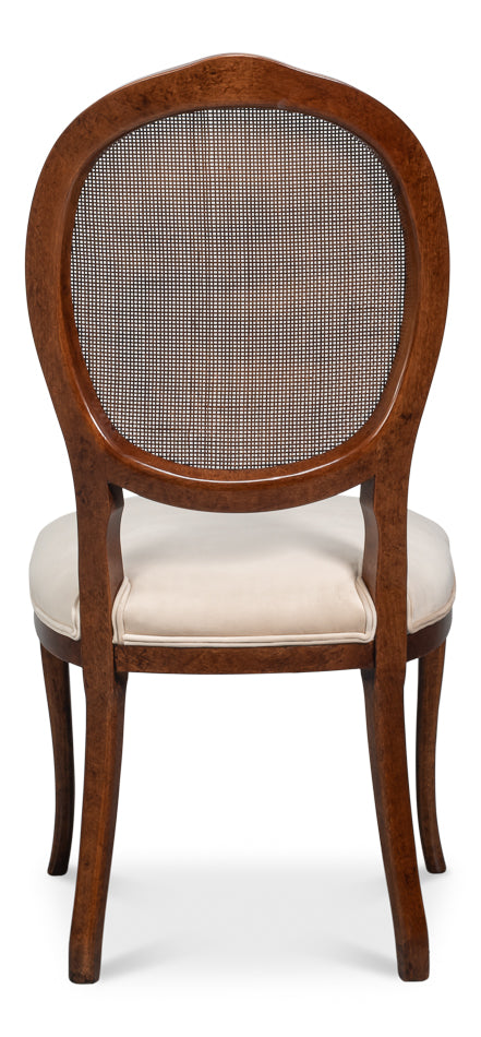 Oval Cane Back S/Chair, Walnut,Taupe Vel by Sarreid Ltd - view 4