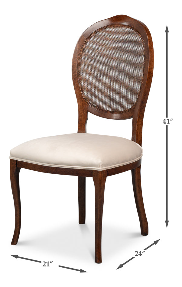 Oval Cane Back S/Chair, Walnut,Taupe Vel by Sarreid Ltd - view 7