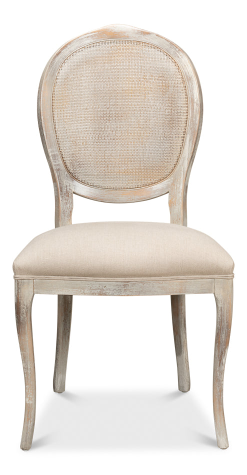 Oval Cane Back S/Chair, Grey Oak, Flax by Sarreid Ltd - view 2