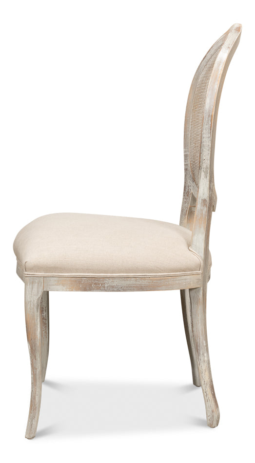Oval Cane Back S/Chair, Grey Oak, Flax by Sarreid Ltd - view 3