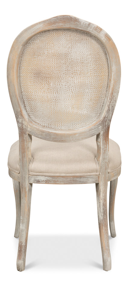 Oval Cane Back S/Chair, Grey Oak, Flax by Sarreid Ltd - view 4