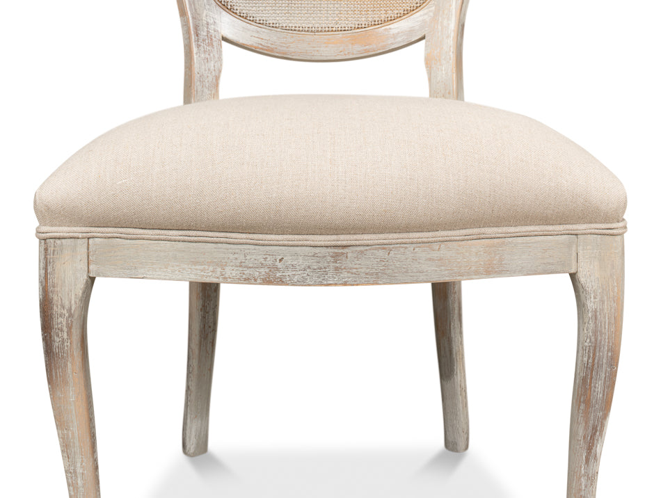 Oval Cane Back S/Chair, Grey Oak, Flax by Sarreid Ltd - view 6