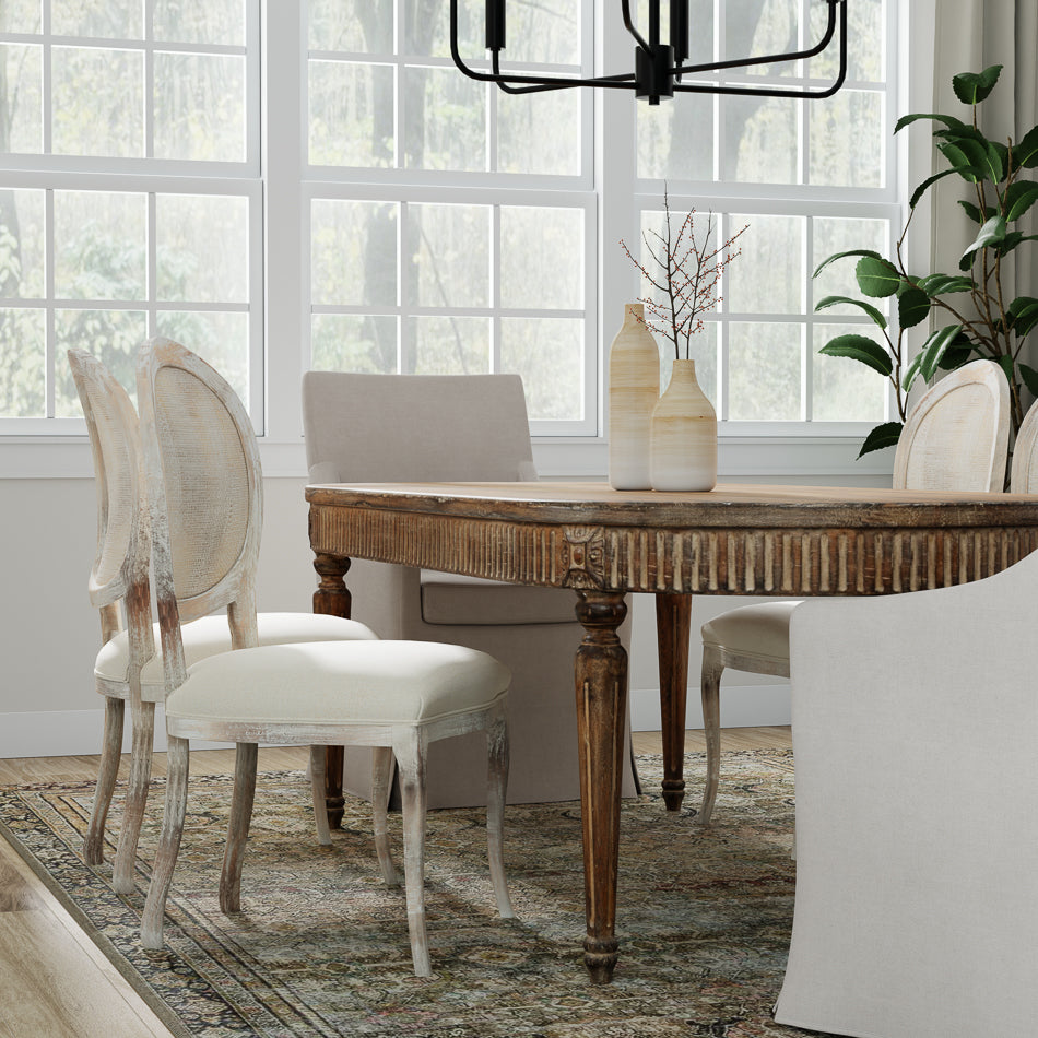 Oval Cane Back S/Chair, Grey Oak, Flax by Sarreid Ltd - view 12