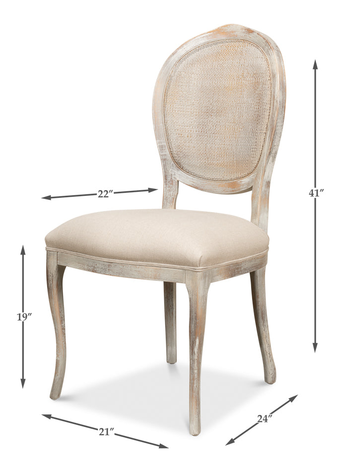 Oval Cane Back S/Chair, Grey Oak, Flax by Sarreid Ltd - view 7