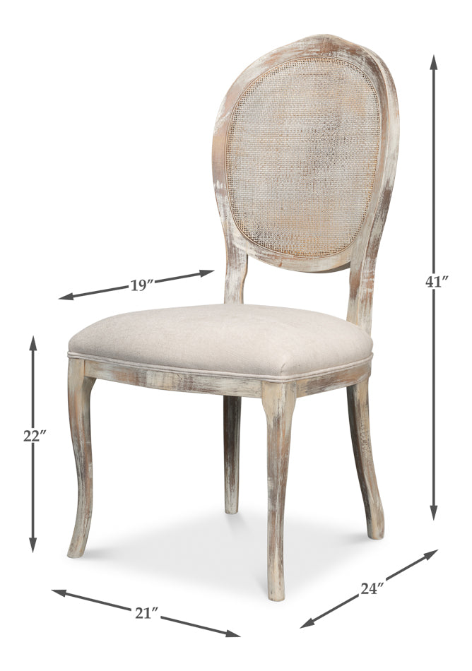 Oval Cane Back S/Chair,Grey Oak, Taupe by Sarreid Ltd - view 7