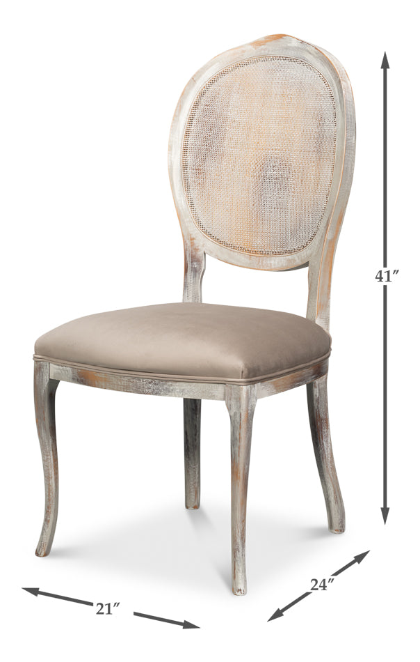 Oval Cane Back S/Chair, Grey Oak, Grey by Sarreid Ltd - view 6