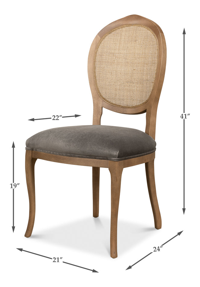 Oval Cane Back S/Chair, Drftwd,Charcoal by Sarreid Ltd - view 5