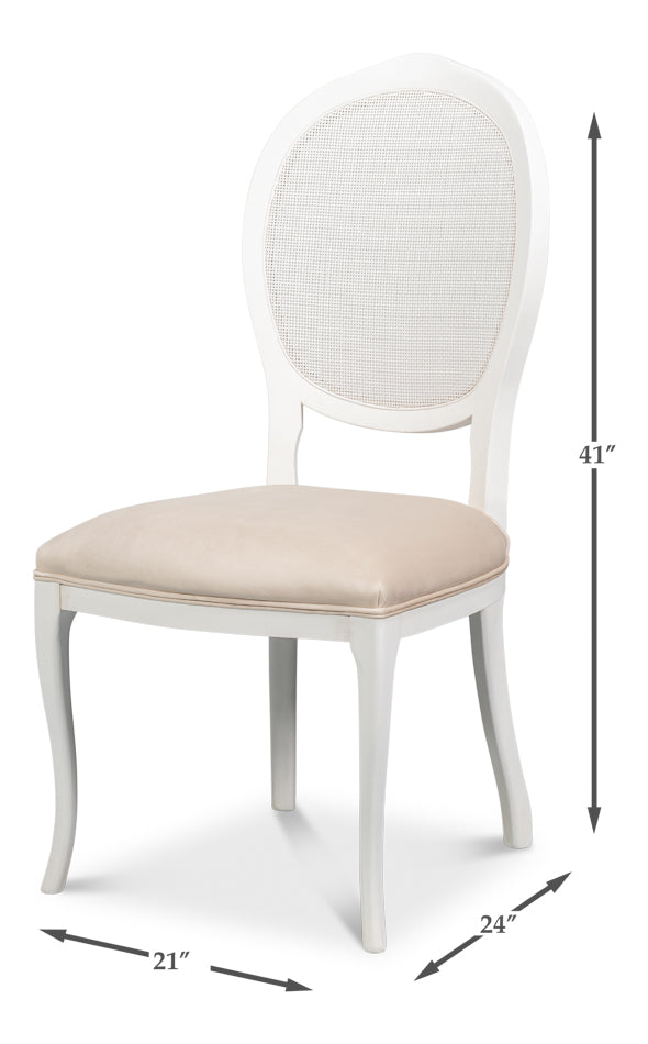 Oval Cane Back S/Chair, Cortina White by Sarreid Ltd - view 7