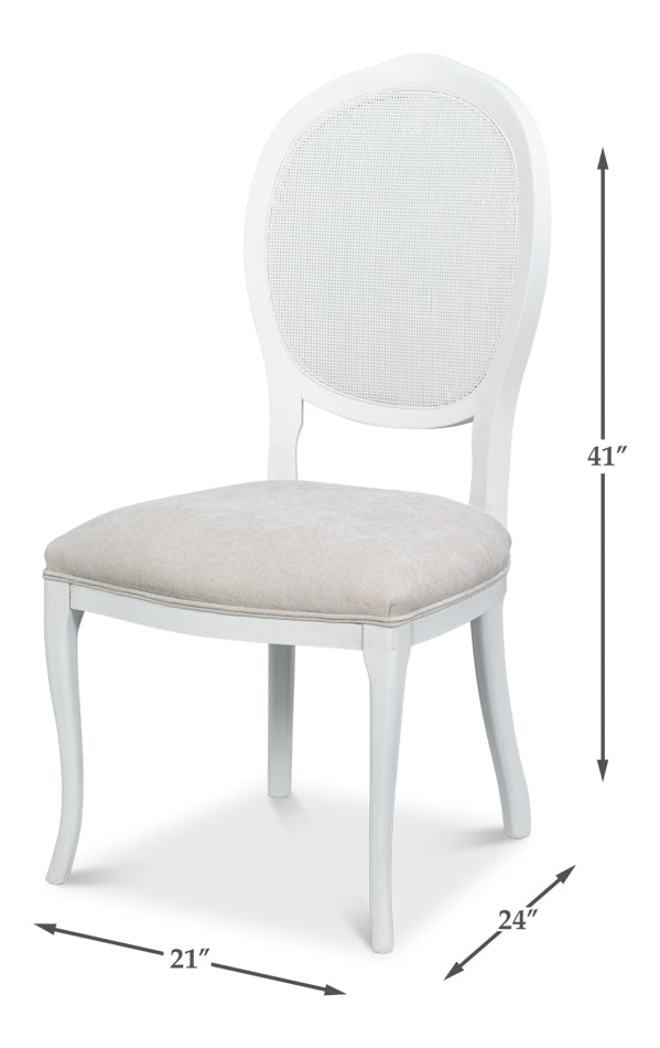 Oval Cane Back S/Chair, Cortina White by Sarreid Ltd - view 7