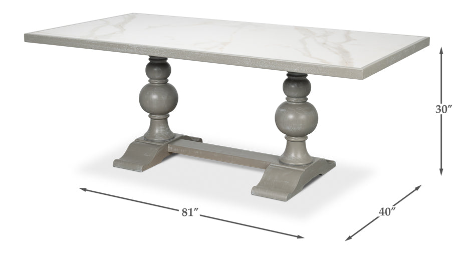 Small 81" Dining Table, Carmine Legno by Sarreid Ltd - view 7
