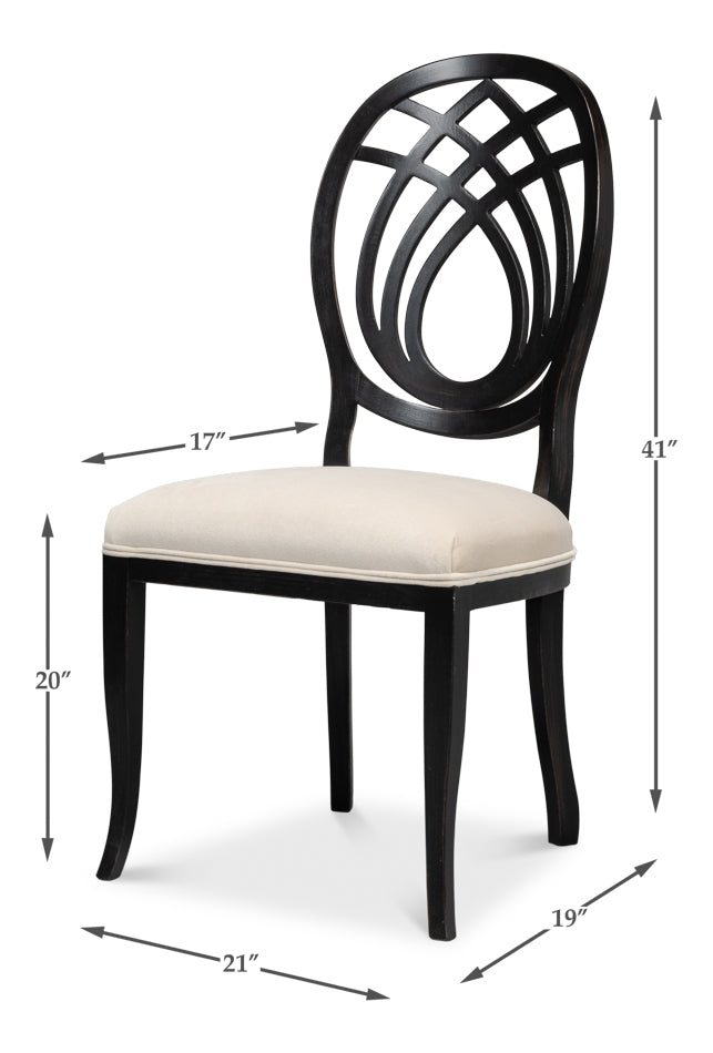 Goccia Side Chair, Nero, Banks Organza by Sarreid Ltd - view 7