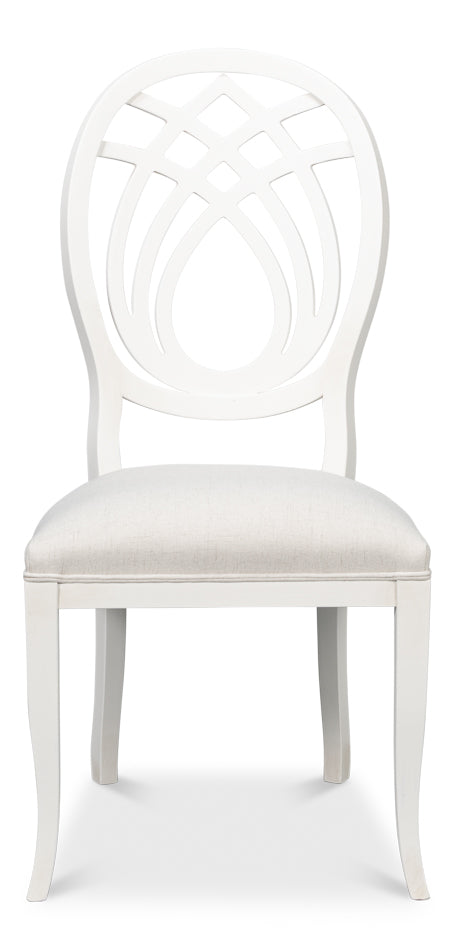 Goccia Side Chair, Cortina White, Crema by Sarreid Ltd - view 2