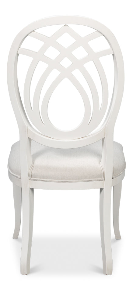 Goccia Side Chair, Cortina White, Crema by Sarreid Ltd - view 4