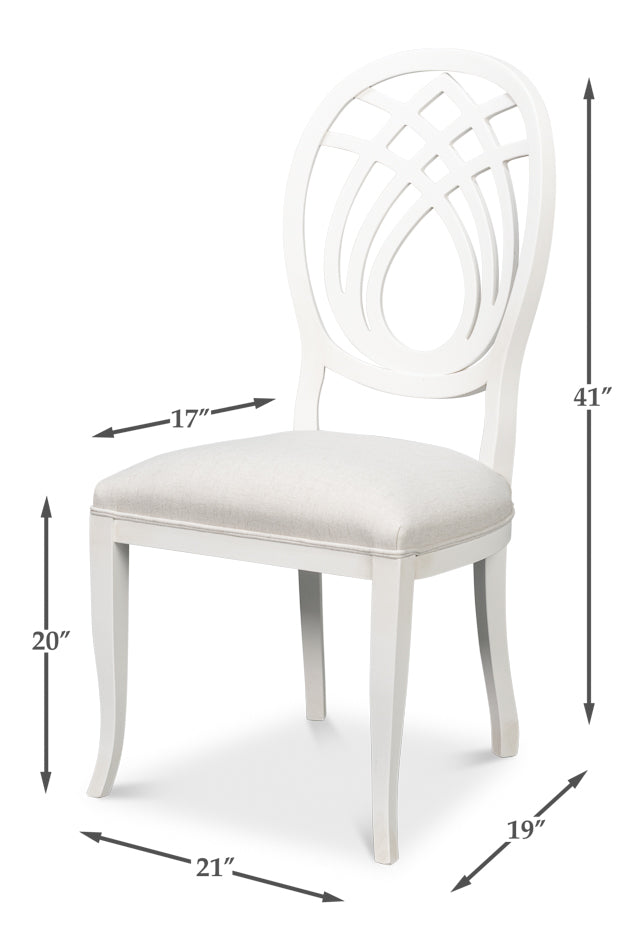 Goccia Side Chair, Cortina White, Crema by Sarreid Ltd - view 7