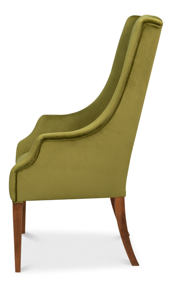 Captains Chair,Noce Anticato,Green Velve by Sarreid Ltd - view 3