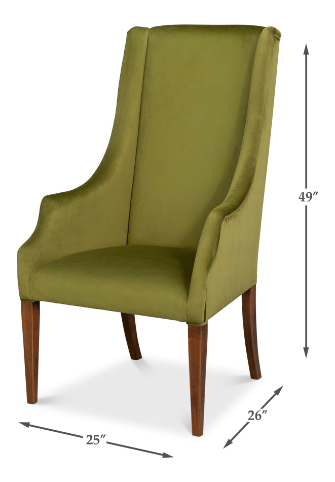 Captains Chair,Noce Anticato,Green Velve by Sarreid Ltd - view 7