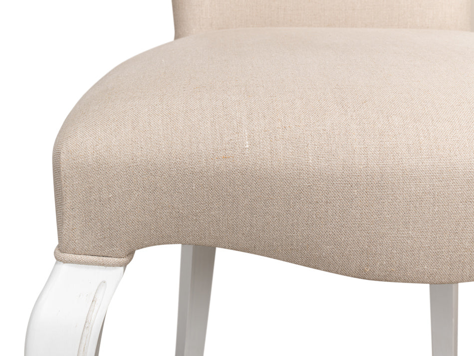 Sidechair, Cortina White W/ Linen Flax by Sarreid Ltd - view 9