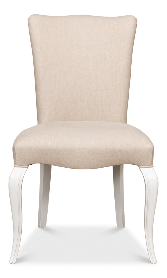 Sidechair, Cortina White W/ Linen Flax by Sarreid Ltd - view 2