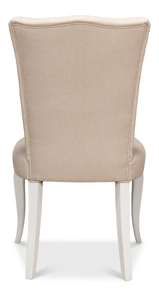 Sidechair, Cortina White W/ Linen Flax by Sarreid Ltd - view 4