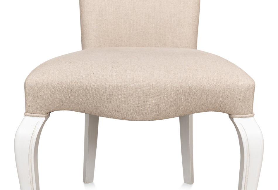 Sidechair, Cortina White W/ Linen Flax by Sarreid Ltd - view 6