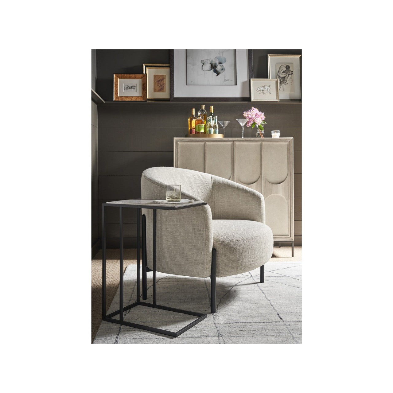 Metal & Stone Drink Table