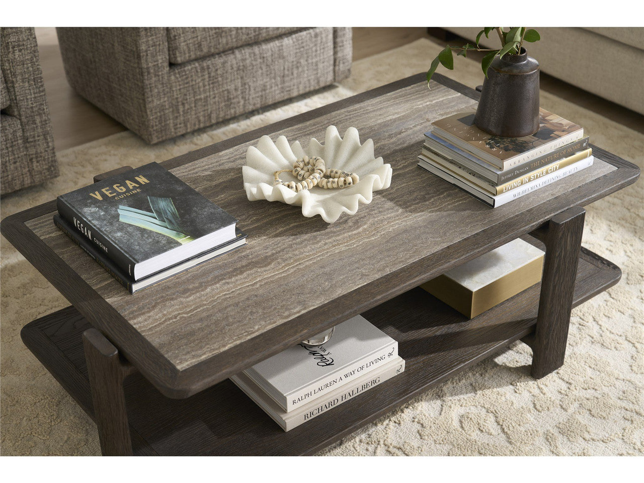 Modern Sable and Stone Cocktail Table