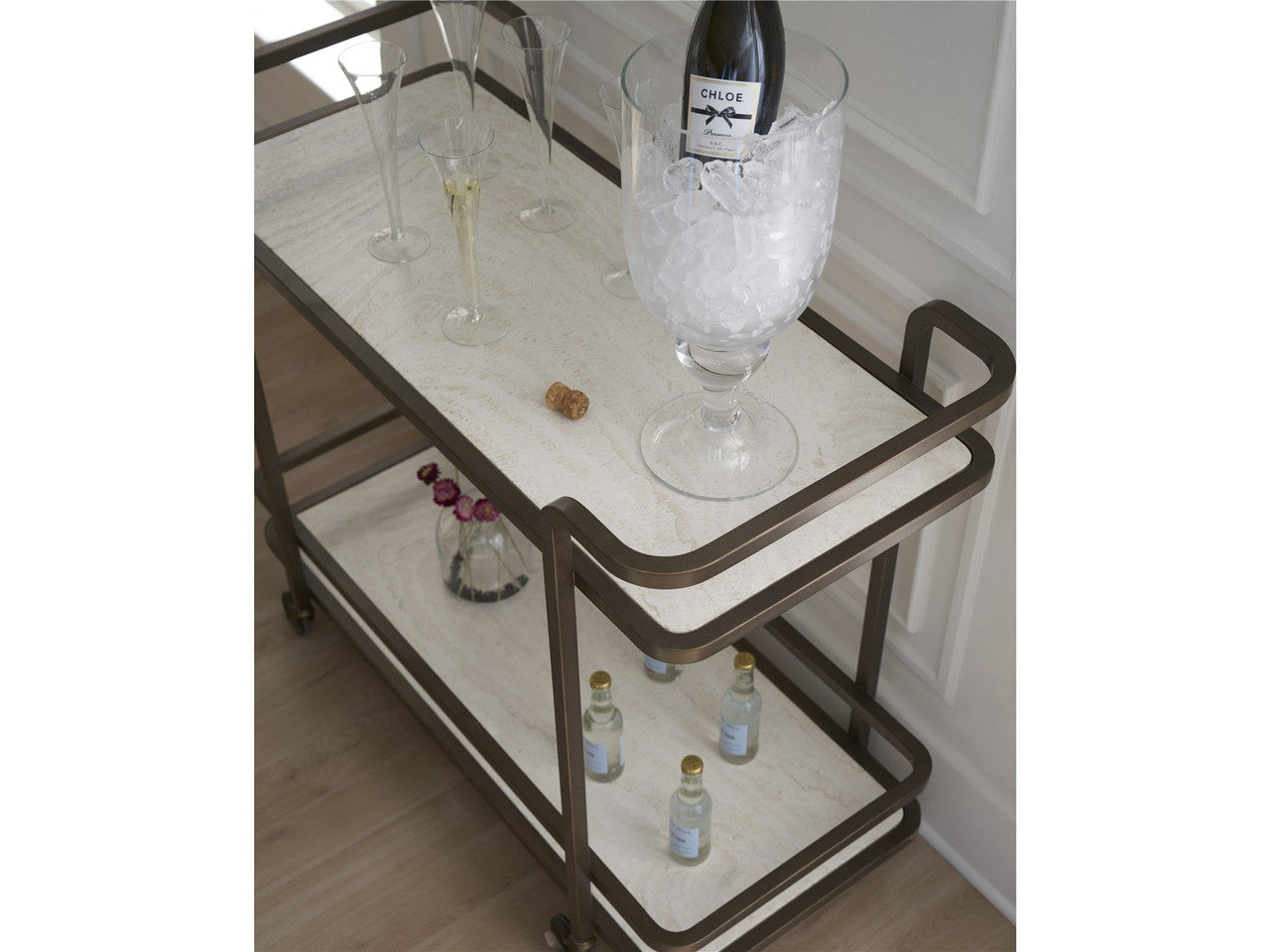 Modern Aged Gold Bar Cart
