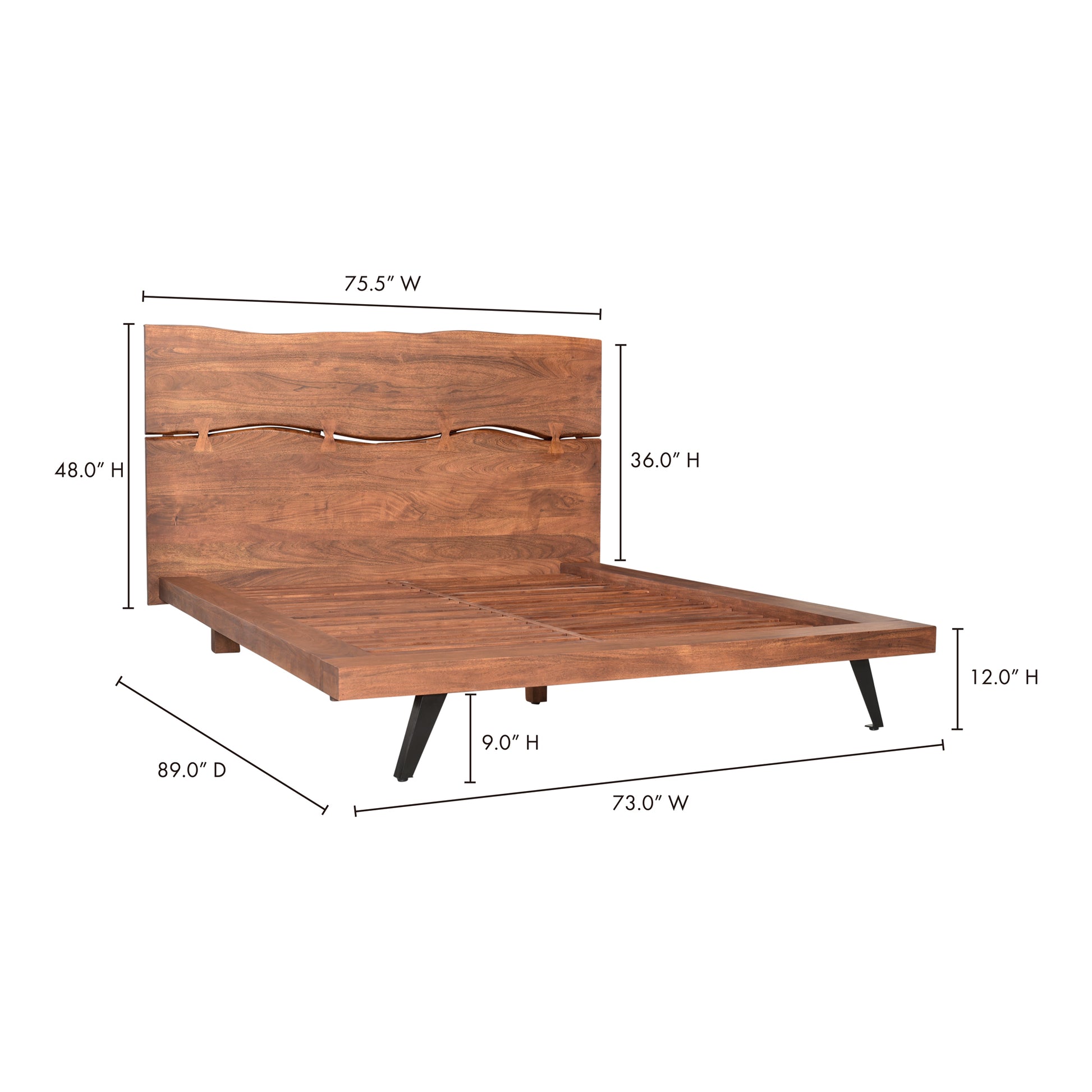 Madagascar Queen Platform Bed Brown by Moe's Home Collection - view 5
